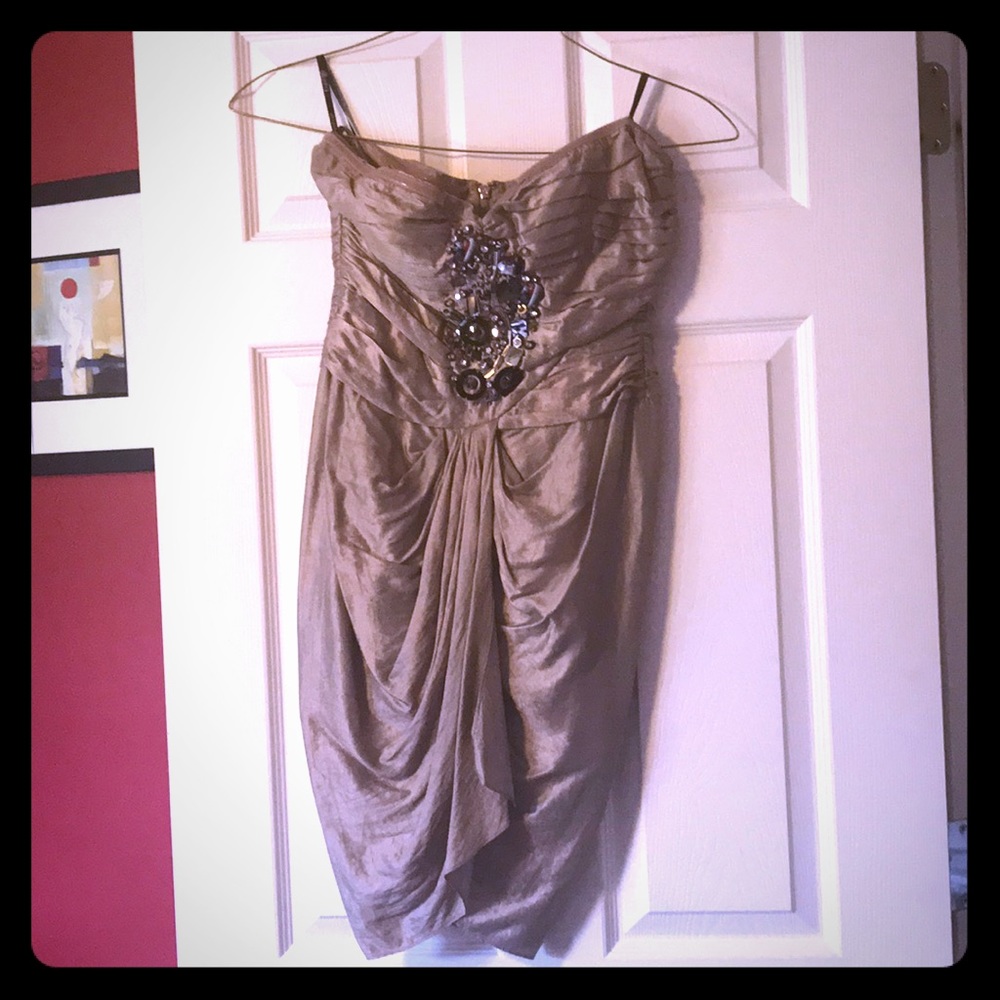 Gladiator bronze cocktail dress.